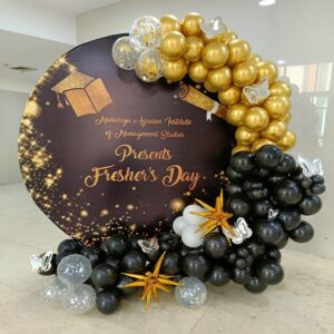 Golden & Black Themed Balloon Decoration Freshers Day Special